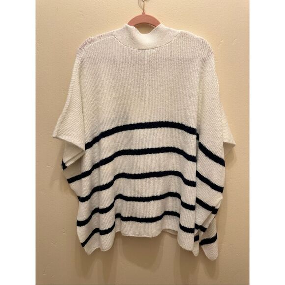 LOFT Blue and White Stripe Pullover Modern Poncho Oversize XS/S New - Picture 6 of 6
